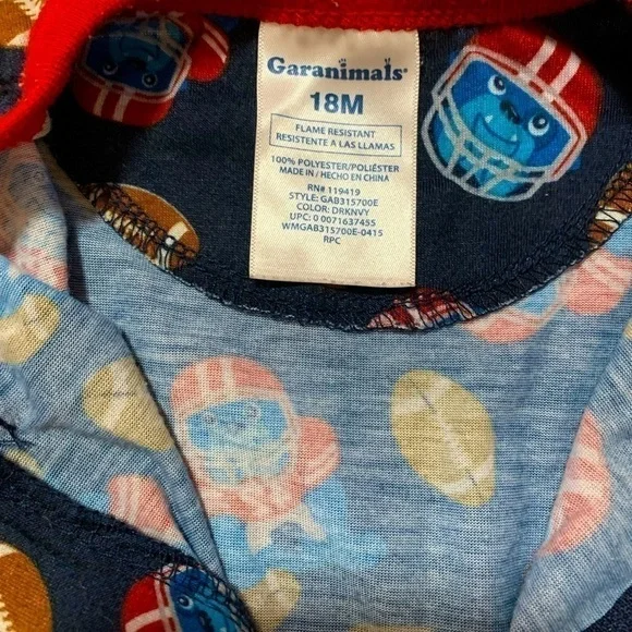 Garanimals Blue Red Dog Football Onesie Pajama Size 18mos - Picture 3 of 4